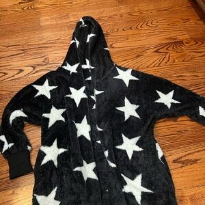 Black Star Pattern Hooded teddy jacket